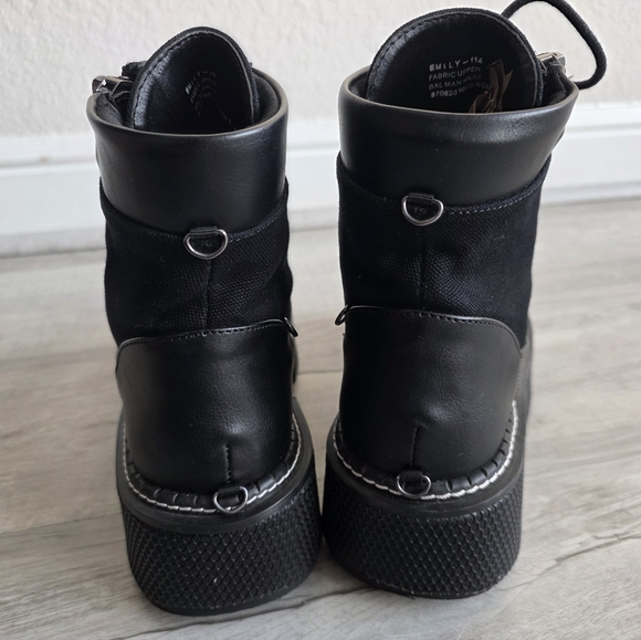 DEMONIA Emily 114 Black Canvas 2" Platform Punk Goth Ankle Boots  Size 9 - Picture 6 of 8